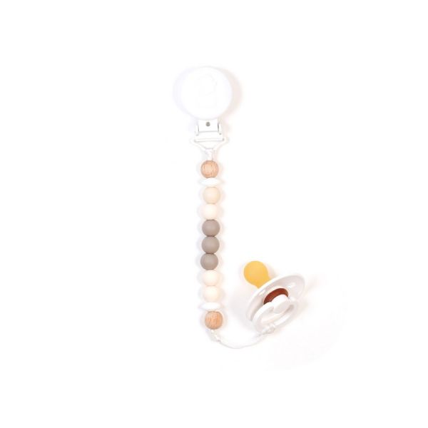 Image Pacifier clip Ora - Wood, white, Ivory, taupe